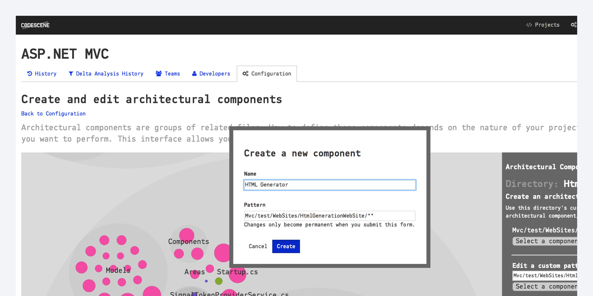 CodeScene lets you configure your architectural boundaries interactively.